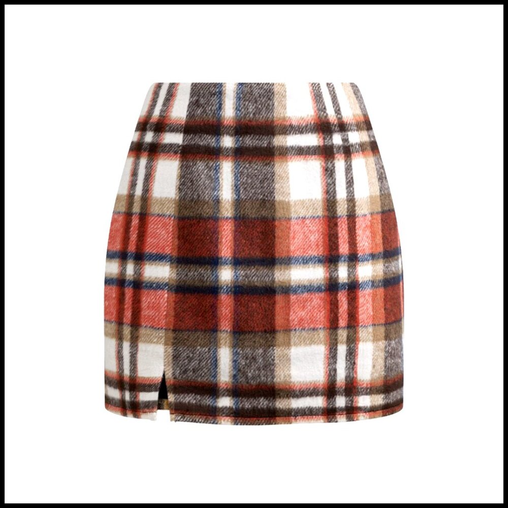 High Waist Plaid Mini Skirt Bodycon Pencil A-Line Fall Winter